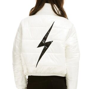 Aviator Nation BOLT LUXE APRES PUFFER JACKET - GLOSSY WHITE